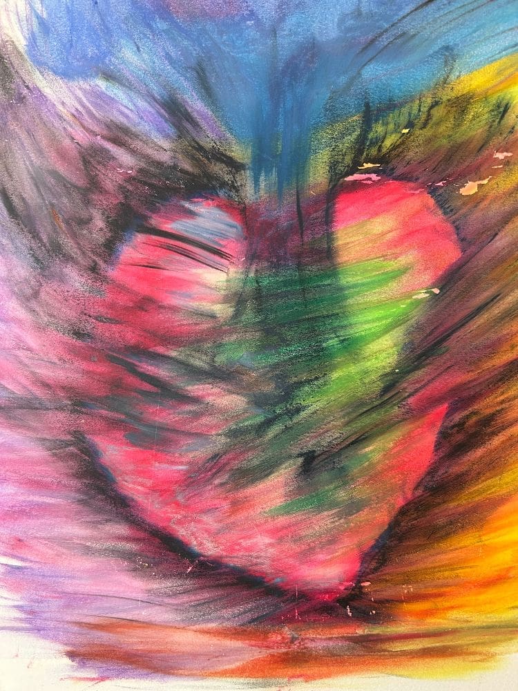 Vibrant abstract heart with swirling brushstrokes